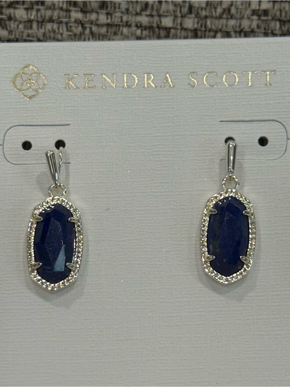 💙 NWT 💙 Kendra Scott 💙 Silver Lee Earrings with Blue Stone 💙